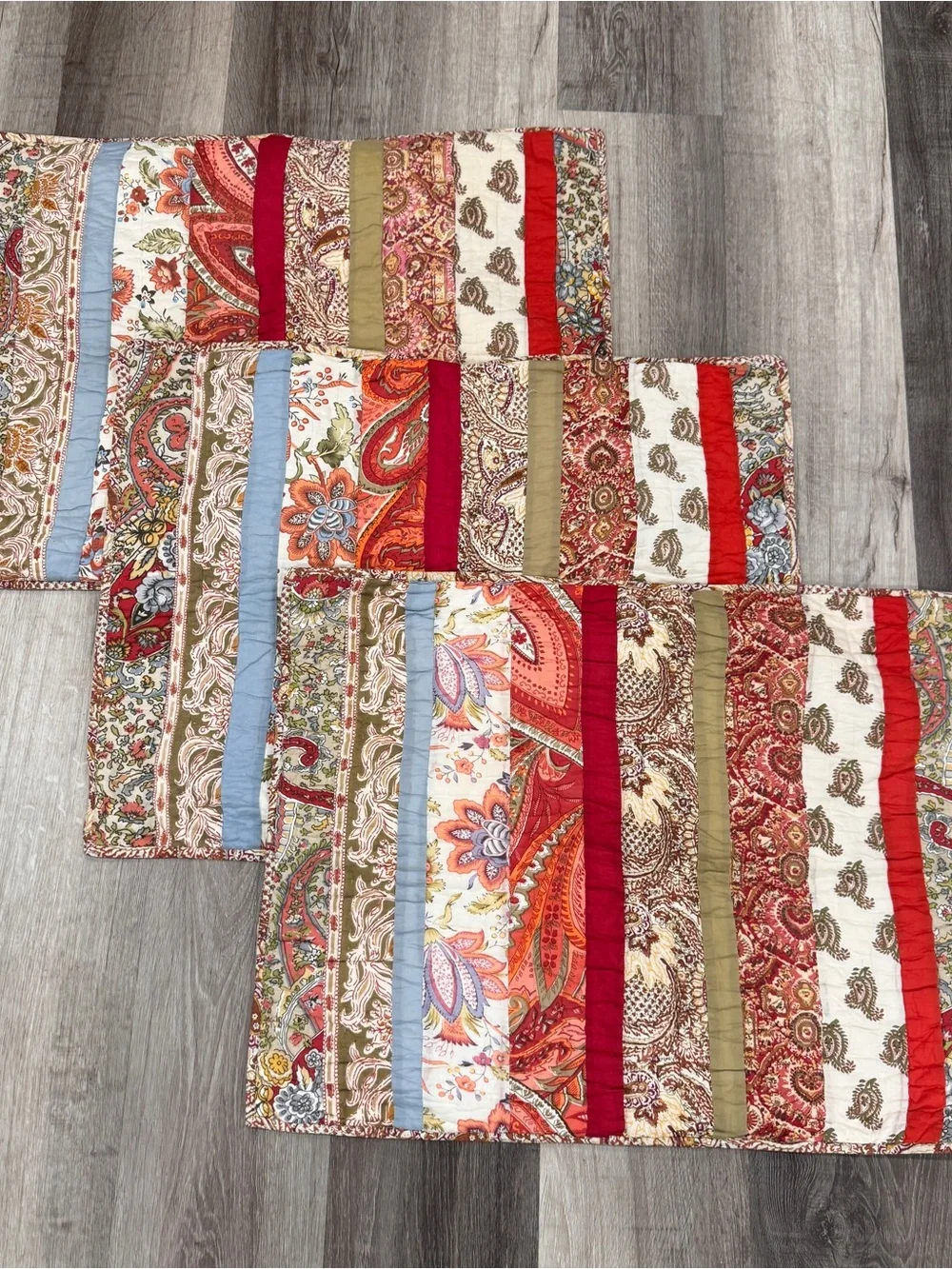 Pottery Barn Calistoga Quilted Pillow Shams Set Of 3 Standard Colorful Paisley
